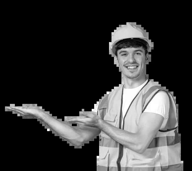 Construction worker with hard hat